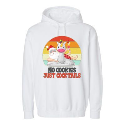 No Cookies Just Cocktails Summer Vacation Santa Claus Garment-Dyed Fleece Hoodie