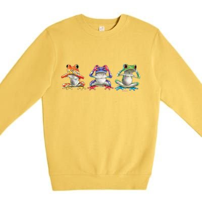 No Evil Colorful Frogs Premium Crewneck Sweatshirt