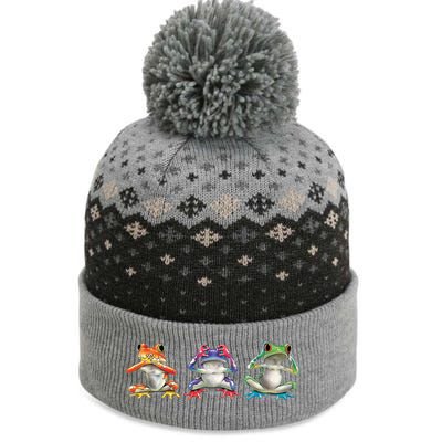 No Evil Colorful Frogs The Baniff Cuffed Pom Beanie