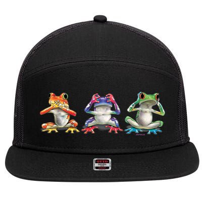 No Evil Colorful Frogs 7 Panel Mesh Trucker Snapback Hat