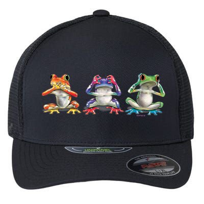 No Evil Colorful Frogs Flexfit Unipanel Trucker Cap