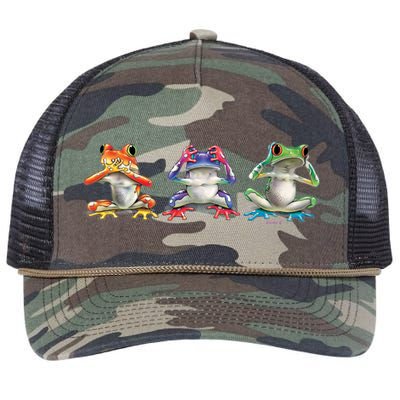 No Evil Colorful Frogs Retro Rope Trucker Hat Cap