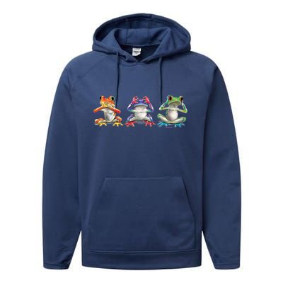 No Evil Colorful Frogs Performance Fleece Hoodie