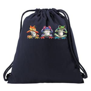 No Evil Colorful Frogs Drawstring Bag