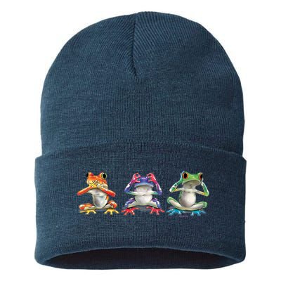 No Evil Colorful Frogs Sustainable Knit Beanie