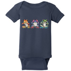 No Evil Colorful Frogs Baby Bodysuit