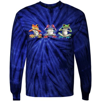 No Evil Colorful Frogs Tie-Dye Long Sleeve Shirt