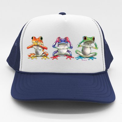 No Evil Colorful Frogs Trucker Hat