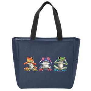 No Evil Colorful Frogs Zip Tote Bag