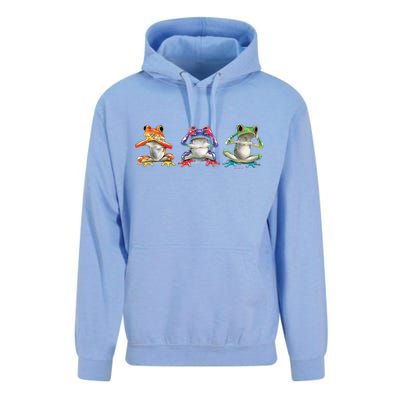 No Evil Colorful Frogs Unisex Surf Hoodie