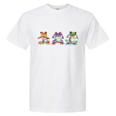 No Evil Colorful Frogs Garment-Dyed Heavyweight T-Shirt