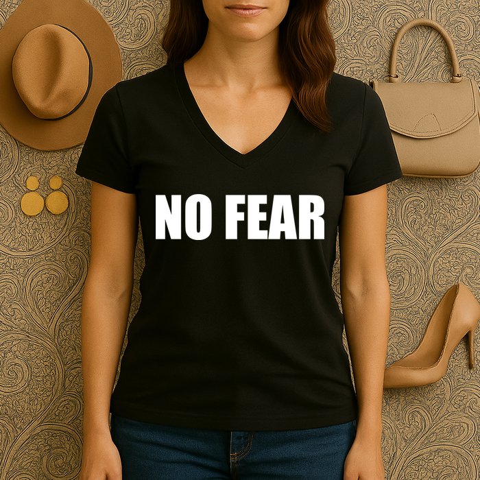 No Fear Word Imprint Women's V-Neck T-Shirt