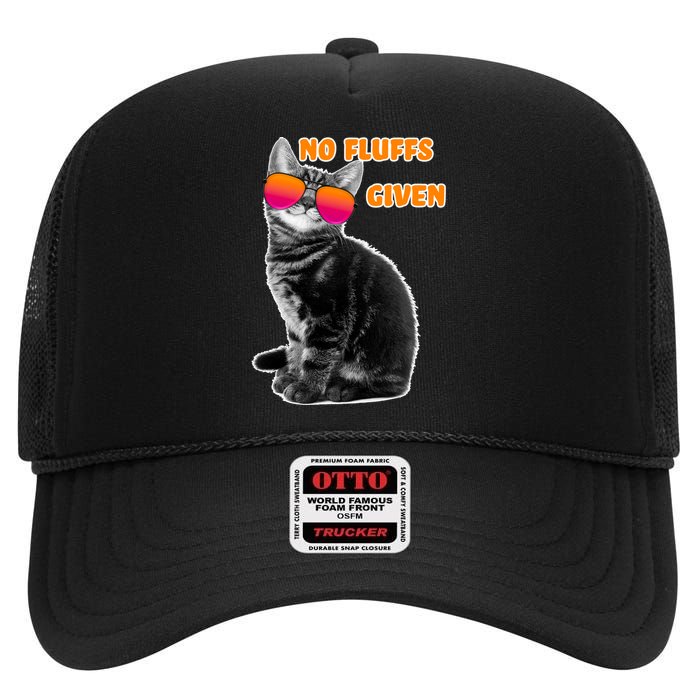 No Fluffs Given Kitten Sunglasses High Crown Mesh Back Trucker Hat