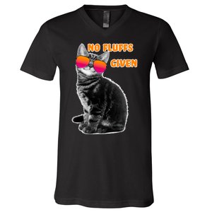 No Fluffs Given Kitten Sunglasses V-Neck T-Shirt