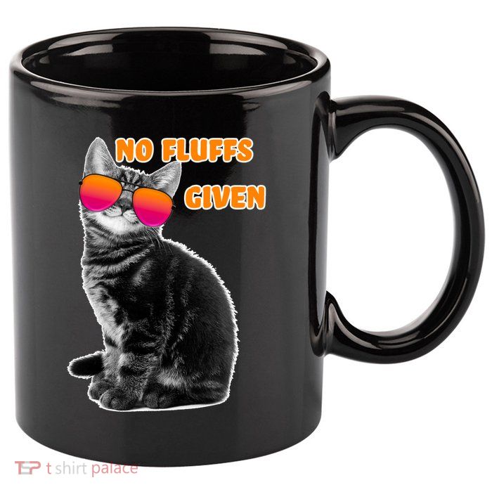 No Fluffs Given Kitten Sunglasses 11oz C Handle Ceramic Mug