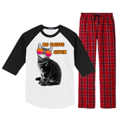 No Fluffs Given Kitten Sunglasses Raglan Sleeve Pajama Set