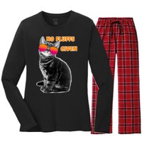 No Fluffs Given Kitten Sunglasses Women's Long Sleeve Flannel Pajama Set 