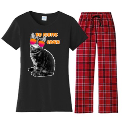 No Fluffs Given Kitten Sunglasses Women's Flannel Pajama Set