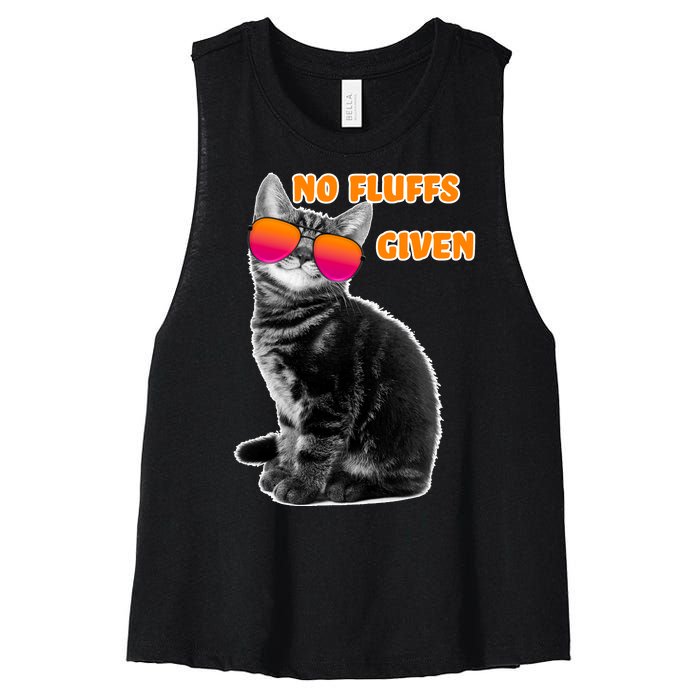 No Fluffs Given Kitten Sunglasses Women's Racerback Cropped Tank