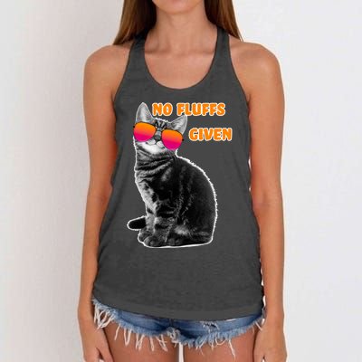 No Fluffs Given Kitten Sunglasses Women's Knotted Racerback Tank