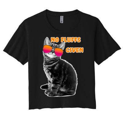 No Fluffs Given Kitten Sunglasses Women's Crop Top Tee