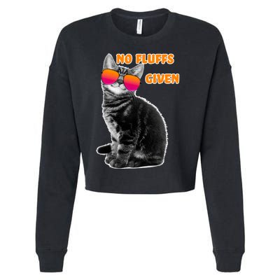 No Fluffs Given Kitten Sunglasses Cropped Pullover Crew