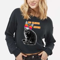No Fluffs Given Kitten Sunglasses Cropped Pullover Crew