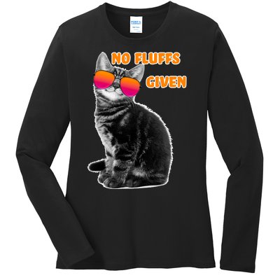 No Fluffs Given Kitten Sunglasses Ladies Long Sleeve Shirt