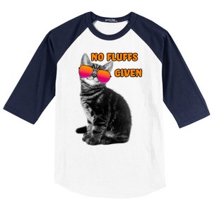 No Fluffs Given Kitten Sunglasses Baseball Sleeve Shirt