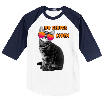 No Fluffs Given Kitten Sunglasses Baseball Sleeve Shirt