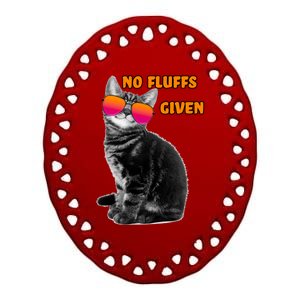 No Fluffs Given Kitten Sunglasses Ceramic Oval Ornament