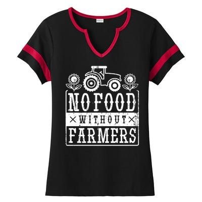 No Food Without Farmers Ladies Halftime Notch Neck Tee