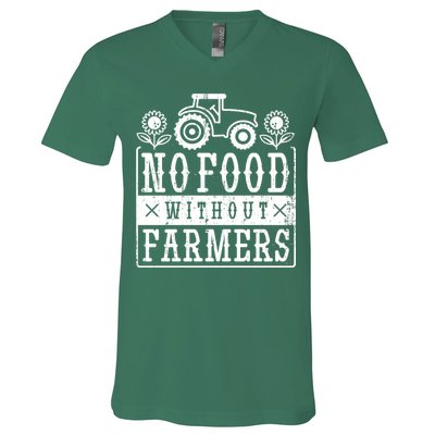 No Food Without Farmers V-Neck T-Shirt