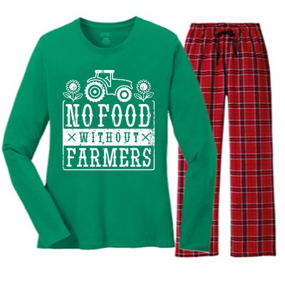 No Food Without Farmers Women's Long Sleeve Flannel Pajama Set 