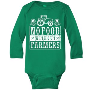 No Food Without Farmers Baby Long Sleeve Bodysuit