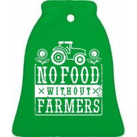 No Food Without Farmers Ceramic Bell Ornament