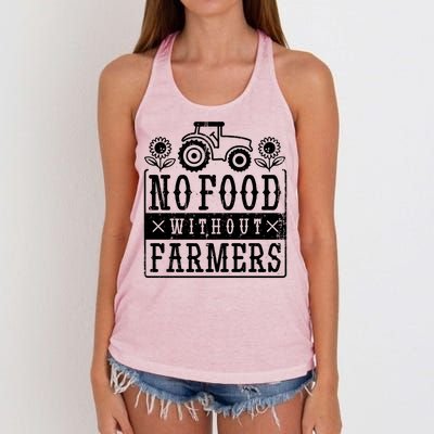 No Food Without Farmers Women's Knotted Racerback Tank