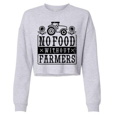 No Food Without Farmers Cropped Pullover Crew