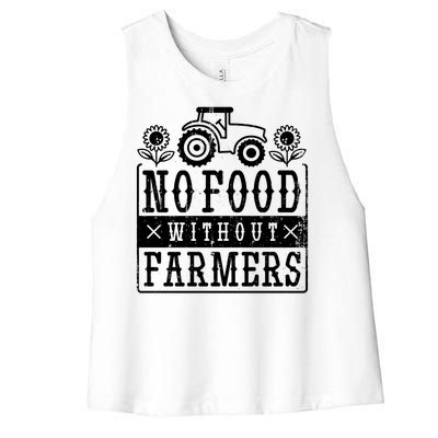 No Food Without Farmers Women's Racerback Cropped Tank