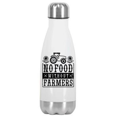 No Food Without Farmers Stainless Steel Insulated Water Bottle