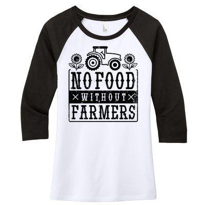 No Food Without Farmers Women's Tri-Blend 3/4-Sleeve Raglan Shirt