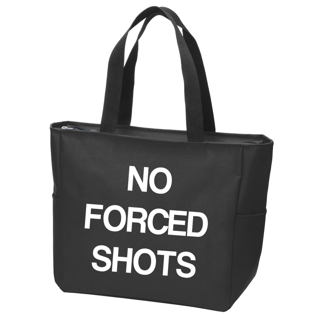 No Forced Shots Zip Tote Bag