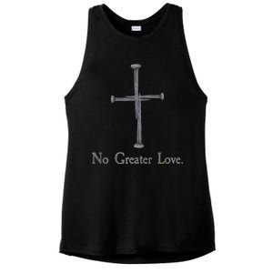 No Greater Love. Jesus Nailed To the Cross Christian Ladies PosiCharge Tri-Blend Wicking Tank