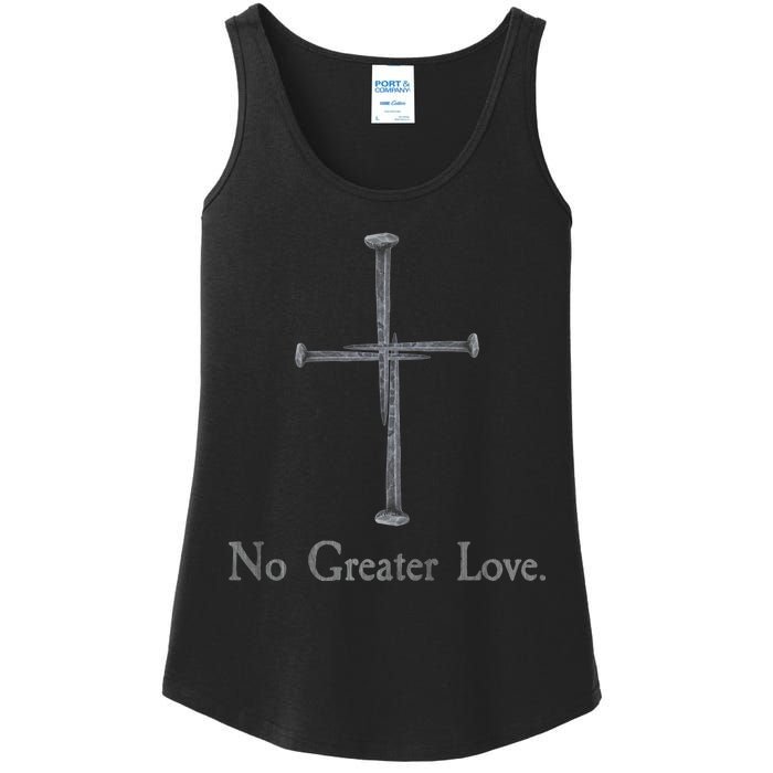 No Greater Love. Jesus Nailed To the Cross Christian Ladies Essential Tank