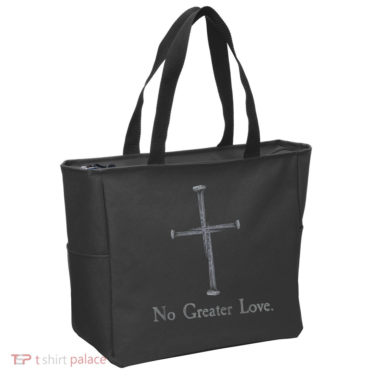 No Greater Love. Jesus Nailed To the Cross Christian Zip Tote Bag