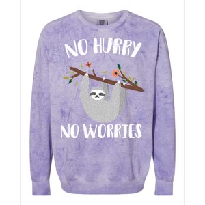 No Hurry No Worries Lazy Sloth Colorblast Crewneck Sweatshirt