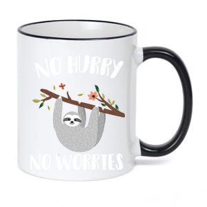 No Hurry No Worries Lazy Sloth 11oz Black Color Changing Mug