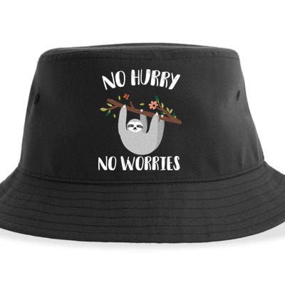 No Hurry No Worries Lazy Sloth Sustainable Bucket Hat