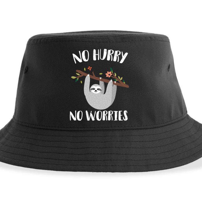 No Hurry No Worries Lazy Sloth Sustainable Bucket Hat