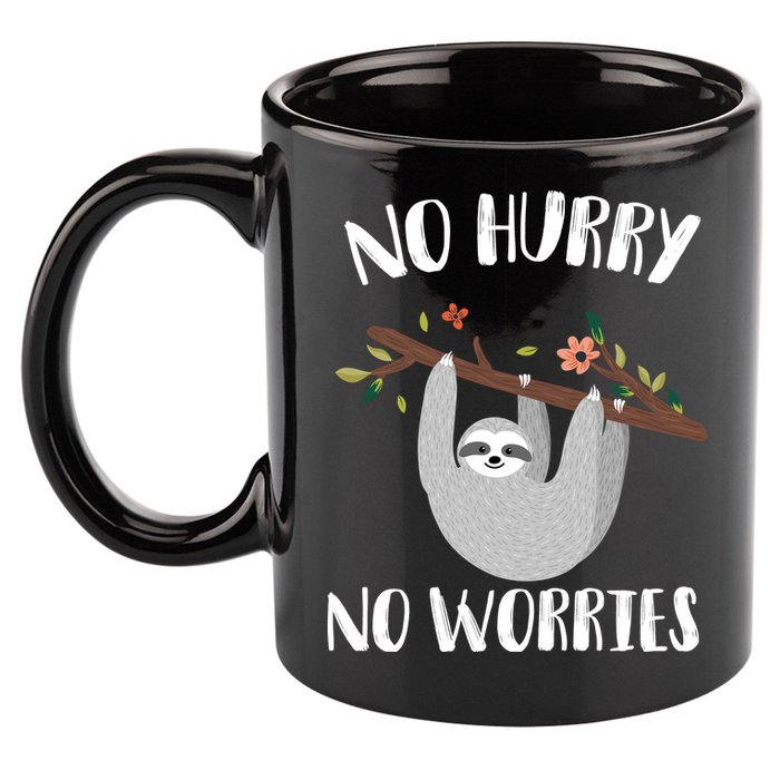 No Hurry No Worries Lazy Sloth 11oz C Handle Ceramic Mug